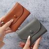 New PU Leather Short Wallet Zipper Solid Color Card Holder Mini Small Handbag Ladies