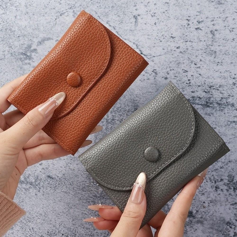New PU Leather Short Wallet Zipper Solid Color Card Holder Mini Small Handbag Ladies