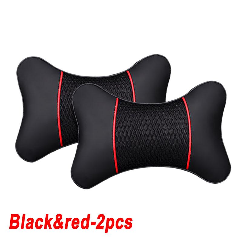 PU Leather Knitted Car Pillows Headrest Neck Rest Cushion Support Seat Accessories Auto Black Safety Pillow Universal Decor