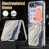 Colorful Marble Case For Samsung Galaxy Z Flip 8 7 6 5 Flip8 Flip7 Flip6 Hybrid 3in1 Leather Skin Plating Frame Hard Folding Phone Cover