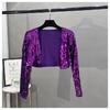 Small suit women's 2024 new heavy industry sequined temperament cardigan casual short sparkling typhoon jacket top