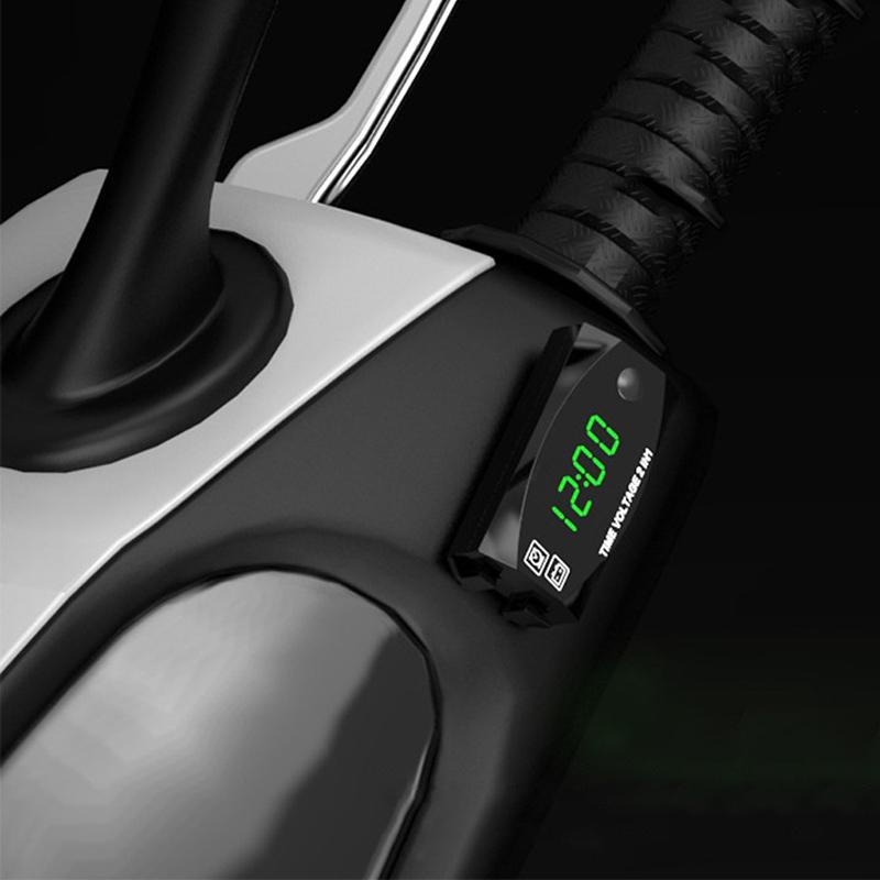 2 In 1 Universal Motorcycle Electronic Clock Voltmeter Ip67 Waterproof Display