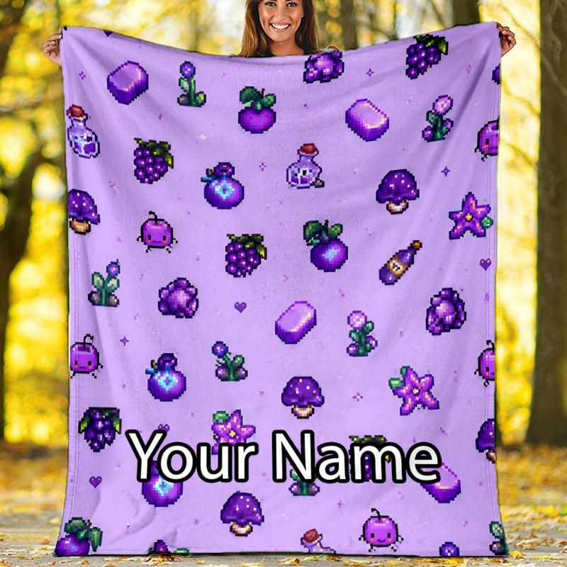 Custom Name Stardew Valley Theme Printed Blanket - Perfect for Couch, Bed, Travel & Outdoor Use | Machine Washable, Cozy & Durable.