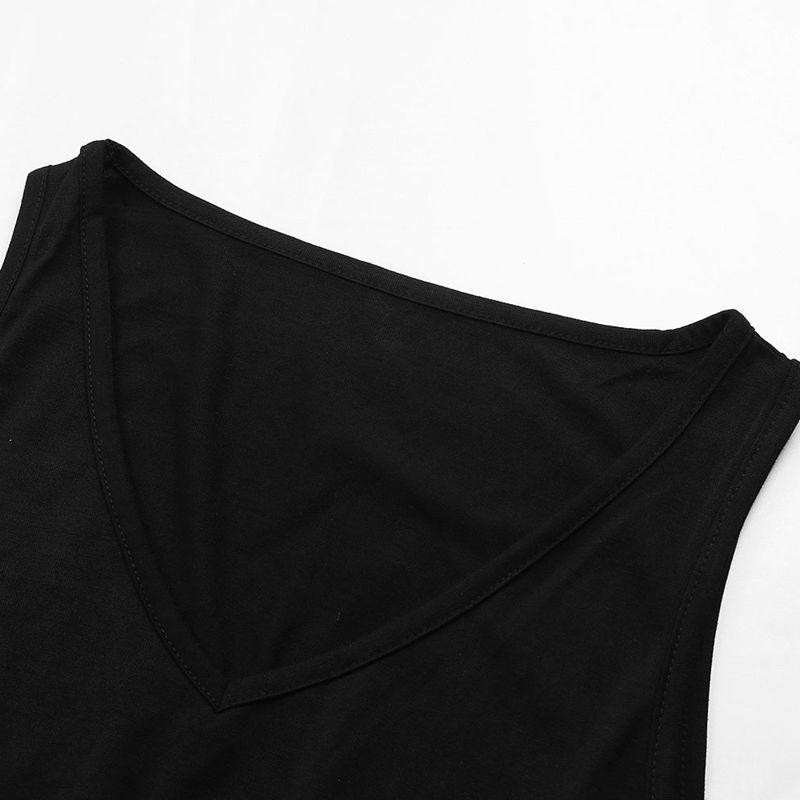 Abito estivo da donna senza maniche tinta unita con scollo a V e lacci