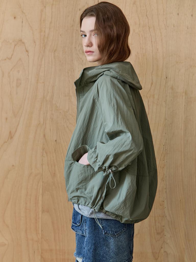 Maxza Flap Pocket Loose Fit Hooded Cropped Field Jumper