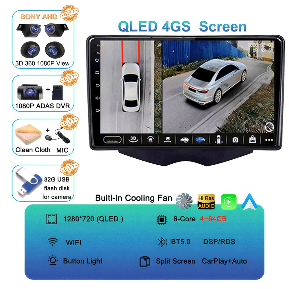 Car Radio Android 14 Carplay For Hyundai Veloster FS 2011 - 2017 Navigation Multimedia Player Stereo WiFi+4G BT DVD 360 Canera