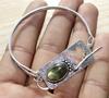Fiery Labradorite 925 Silver Plated Bangle 7" Holiday Theme Jewelry Trendy z3t36