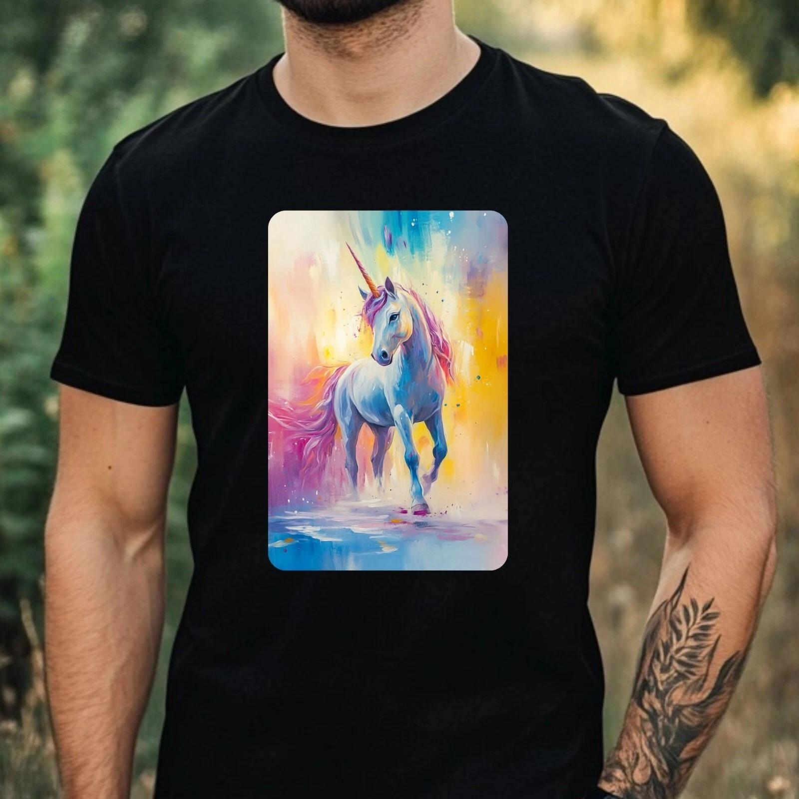 T-Shirt Herren Einhorn Portrait Motiv Baumwolle Größe XS bis 5XL XS