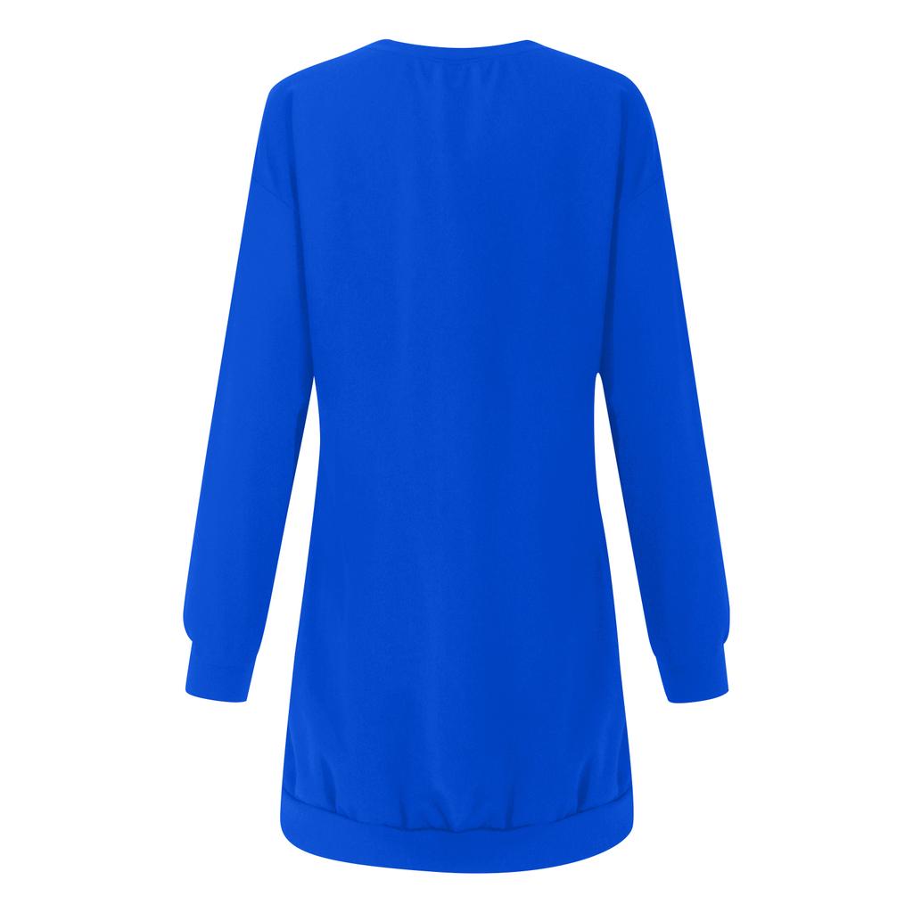 Vestito Casual da Donna a Maniche Lunghe con Girocollo e Tasche Multicolore