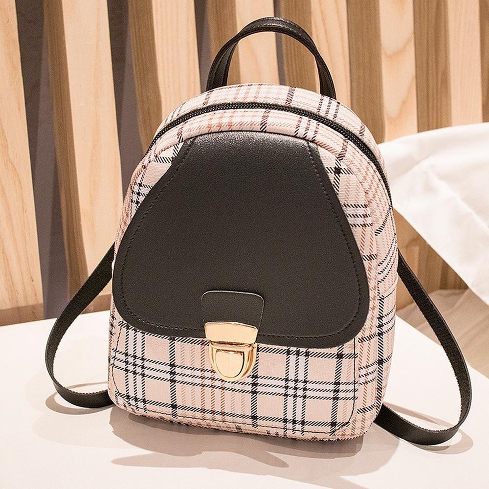 Mini batoh Crossbody taška pro ženy - dospívající dívky Kostkovaná kabelka přes rameno Módní dámský batoh Colorblock