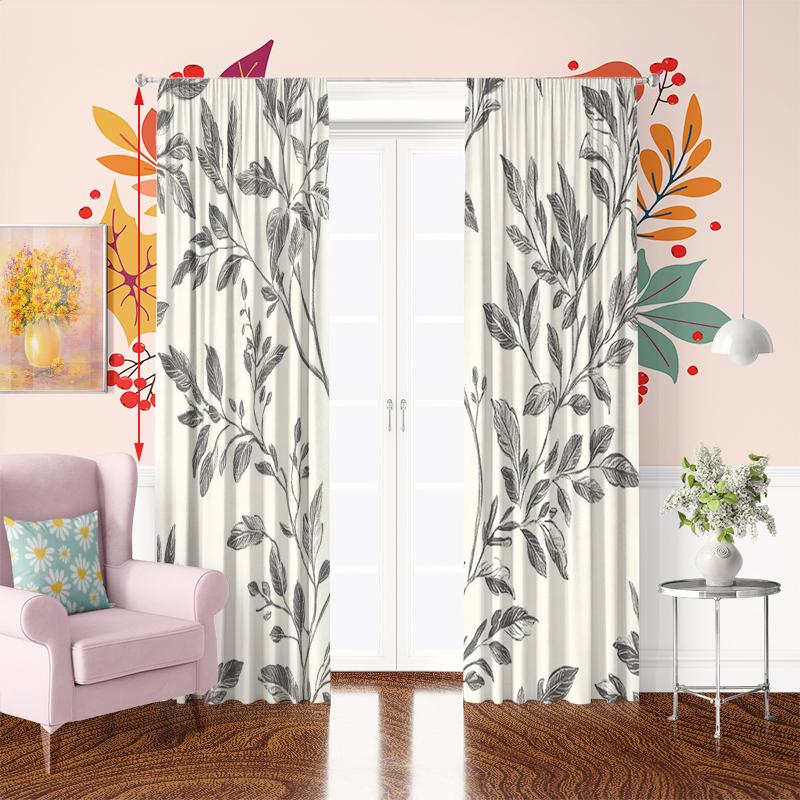 2 pieces of Beautiful flowers and leaves printed curtains   pole bag curtains   29*64 inches   home decoration   room decoration