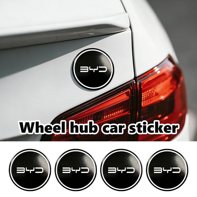 For BYD 4Pcs 56MM Car Wheel Center Hub Caps Logo Sticker Atto F0 G3 I3 Ea1 F3 E6 Yuan Plus Song Max Tang Dmi