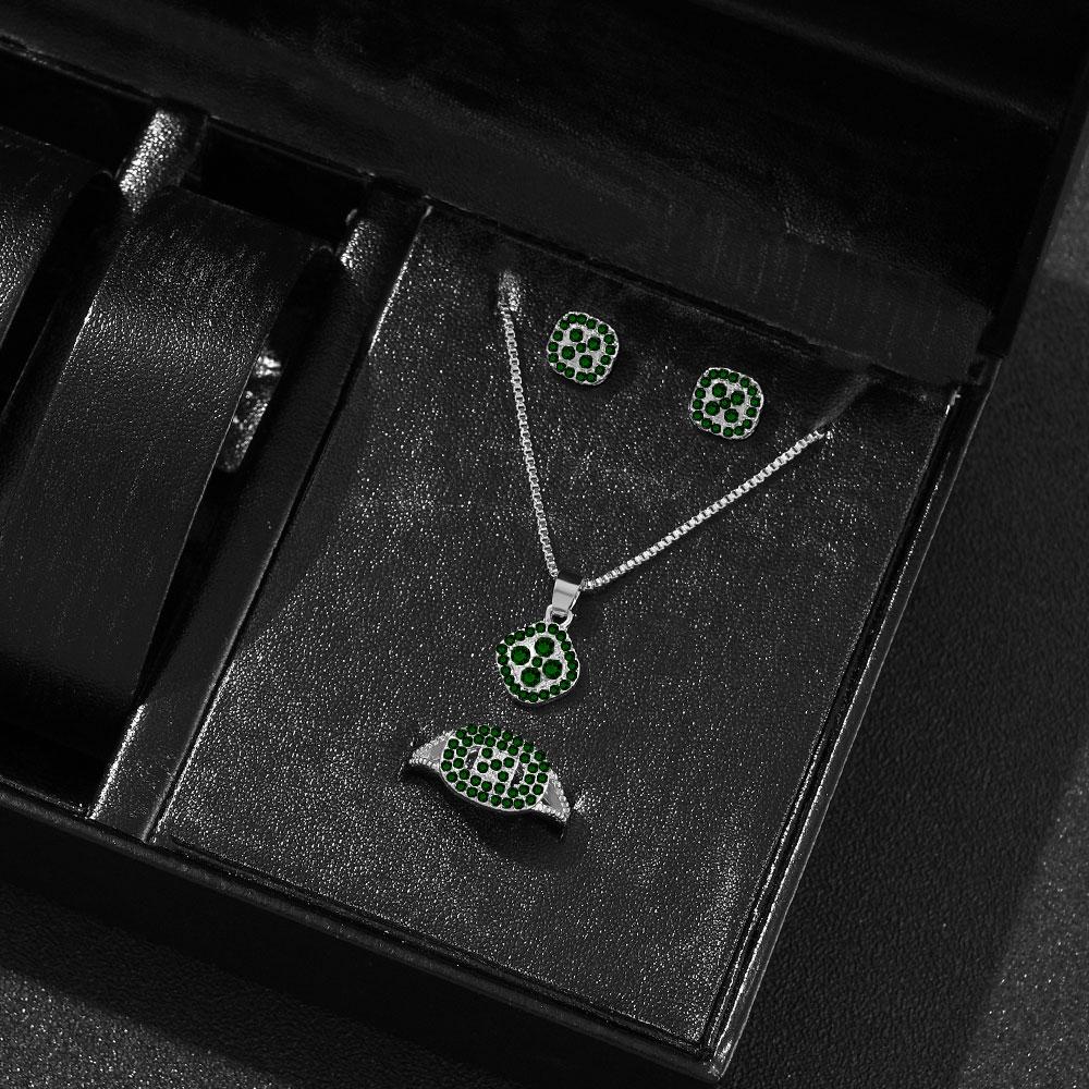 1PC Luxury Cube Zircon Set, Women's Elegant Necklace, Earrings & Ring Set, Perfect Gift for Valentine's Day, Christmas Gift, Bi