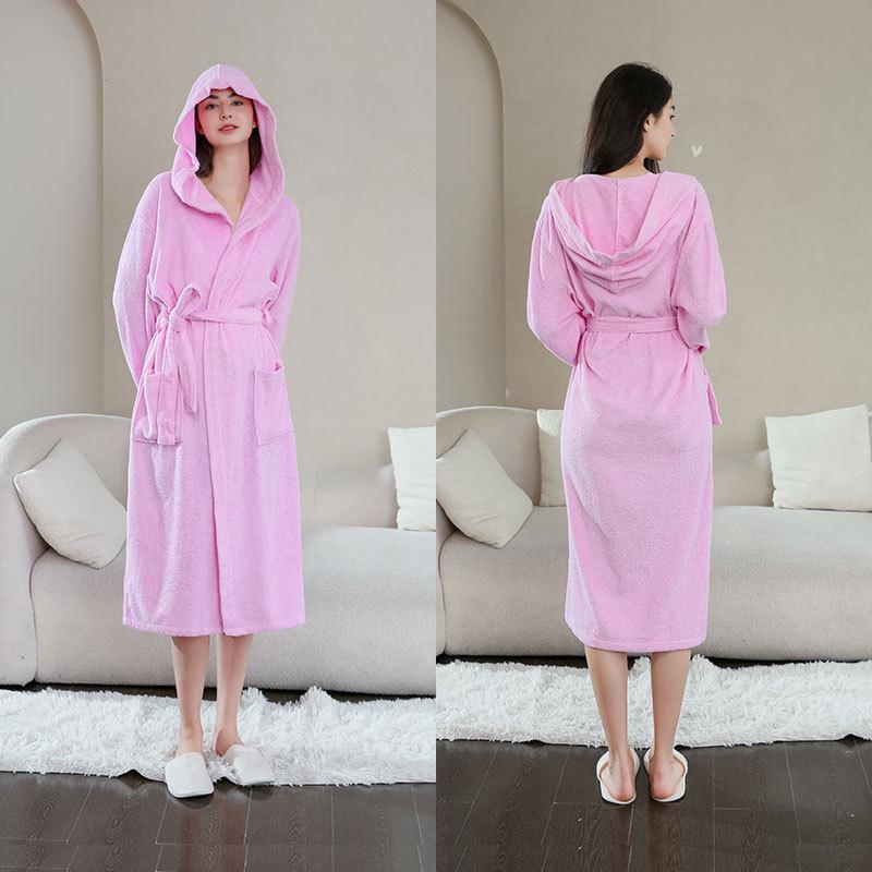 Breathable Absorbent Couple's Bathrobe – Loose-Fit, Soft Towel Material for Hotels or Home