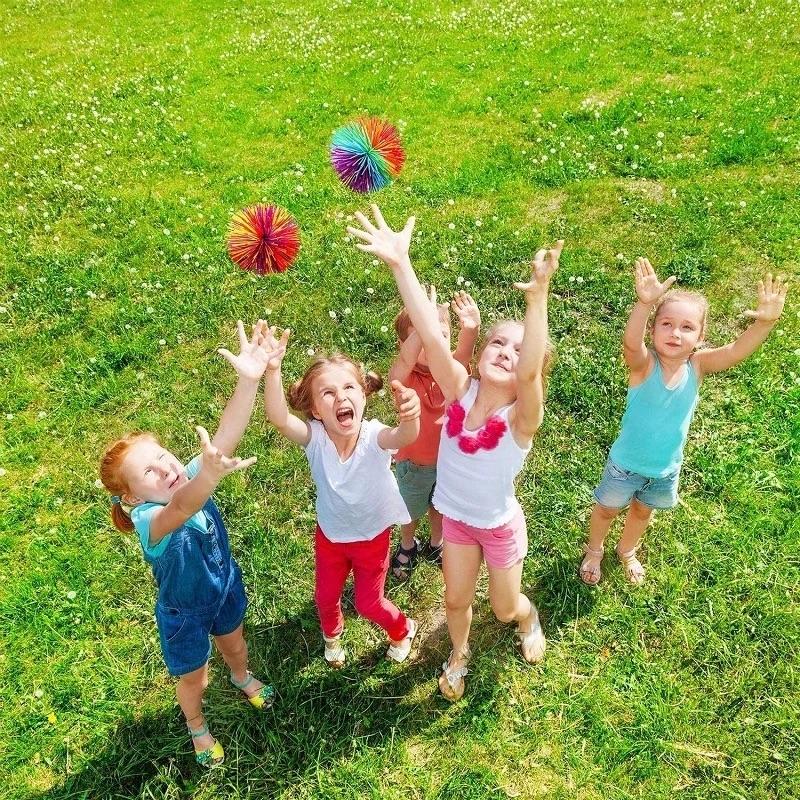 Children's colored rubber line ball toy pressure resistant soft and elastic ball sensory irritability fun rubber toy