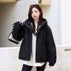 Casual short hooded jacket women's winter new loose small velvet thickened warm cotton-padded coat
