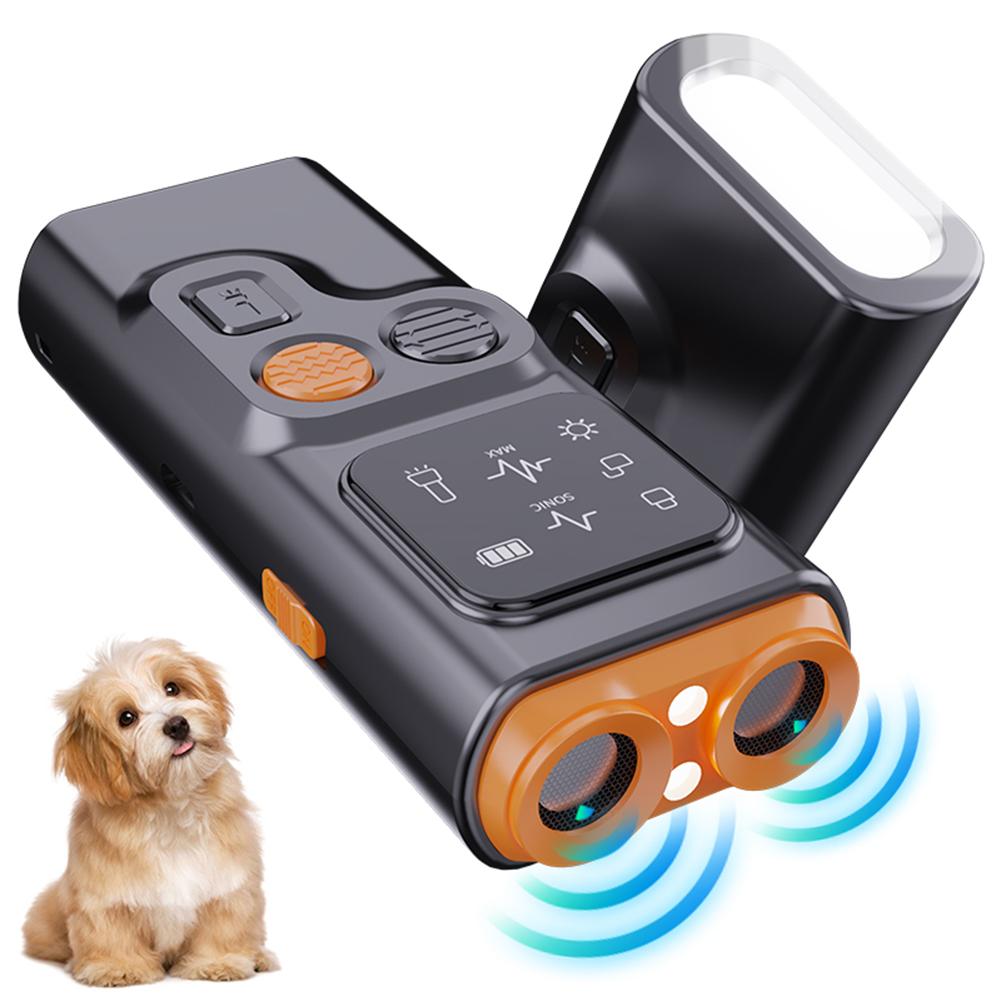 Ultrasonic Dog Repeller Dog Training Device Rechargeable Dog Stop-Barking Deterrent Device Anti-Bark Device With LED Flashlight