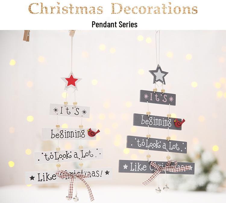 New Christmas Wooden Door Hanging Decoration with Bell and Chime Pendant