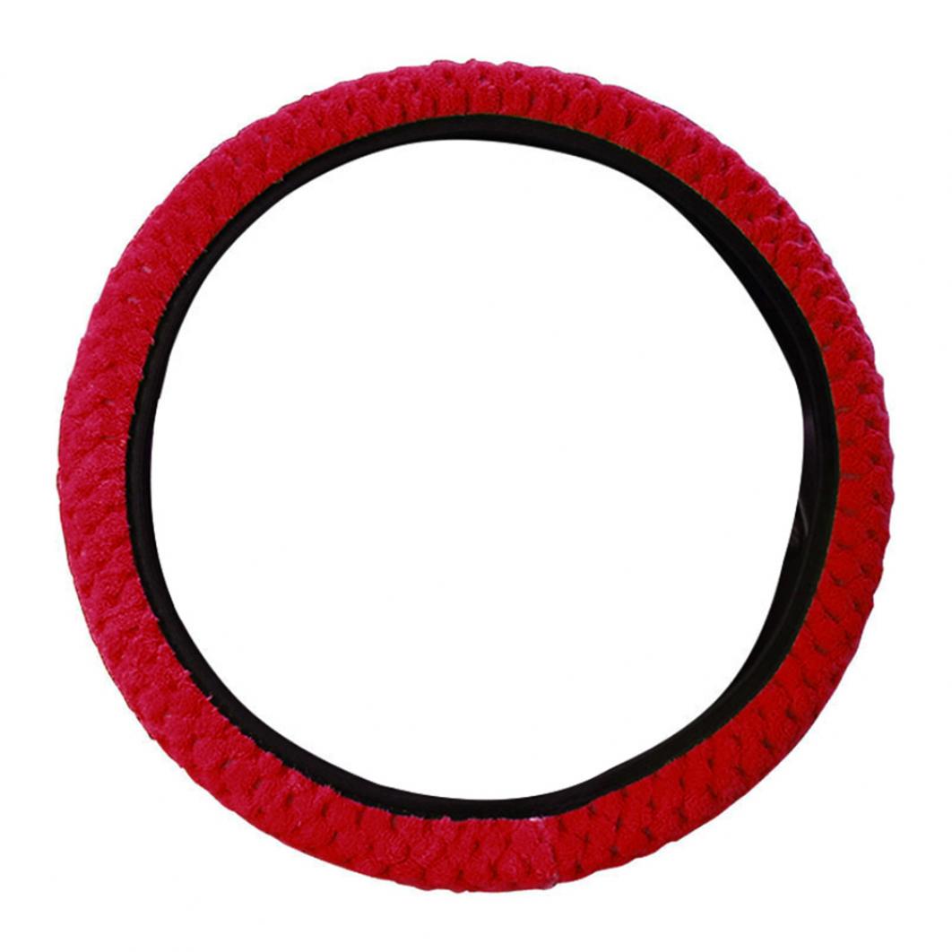 

Универсальный зимний противоскользящий мягкий плюшевый защитный чехол на руль автомобиля красный