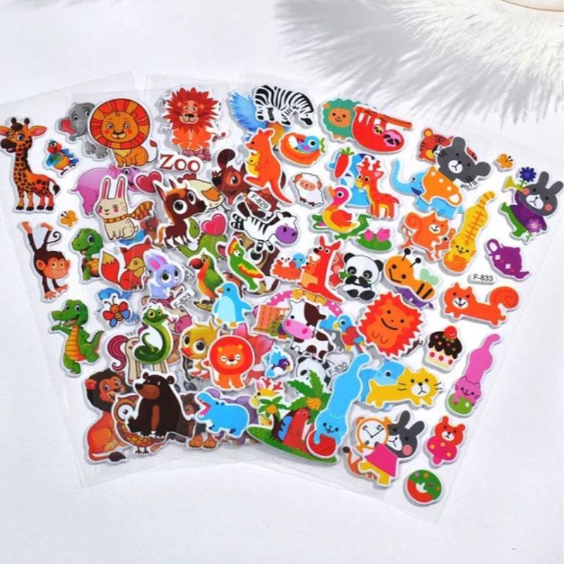 10 Sheets 3D Stickers for Kids Cartoon Animal Stickers kindergarten Reward Stickers for Studernt Toy Gift for Children Boy Girl