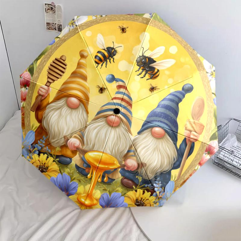 Sunflower pattern, automatic folding umbrella, portable and foldable design, 8 ribs, a Christmas or birthday gift.