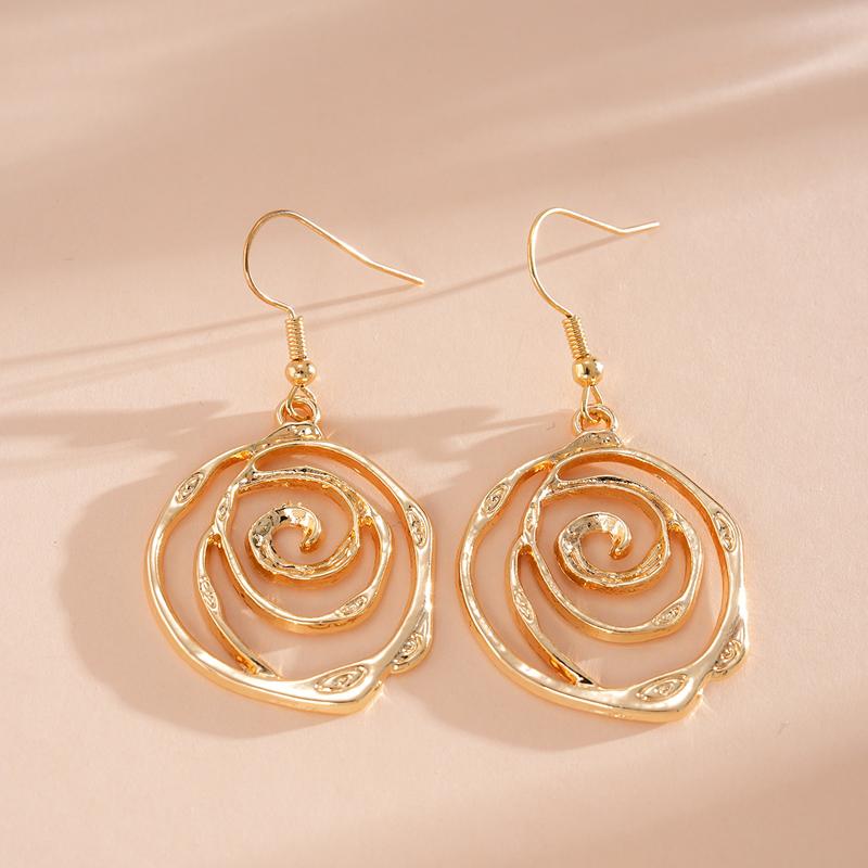 Europa und Amerika Metall Spiral Haken Ohrringe für Damen Persönlichkeit Kreisförmige Hohl Ohrringe Gothic Party Schmuck Geschenke