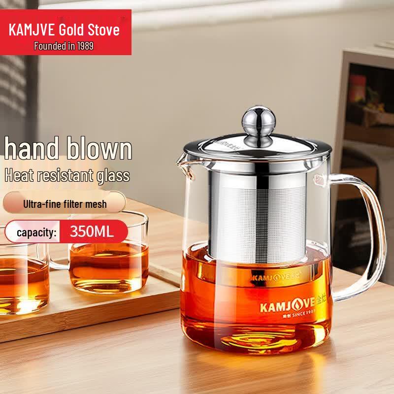 Kamjove Heat-Resistant Glass Teapot with Stainless Steel Infuser