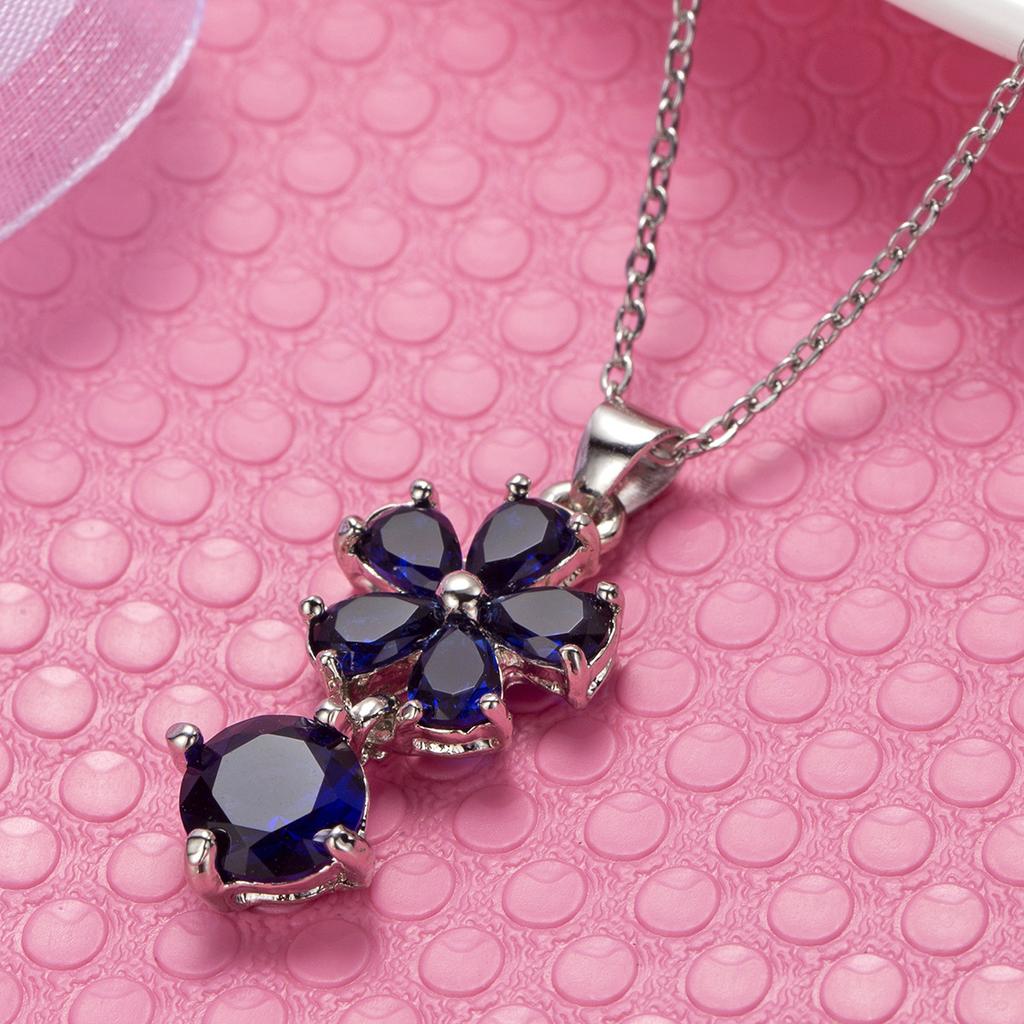 SODROV koreański Trend niebieska cyrkonia biżuteria wisiorek naszyjniki dla kobiet