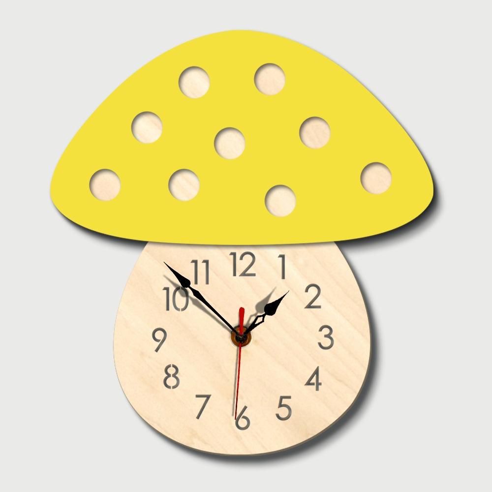 Mushroom Clock DIY Wall Clock Creative Cartoon Wall Acrylic Clock Home School Child Gift