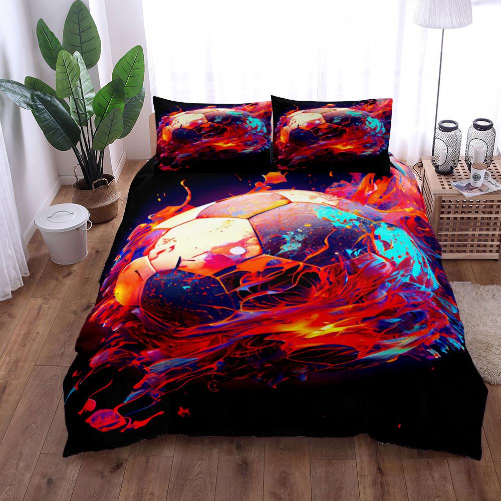 Passionate Soccer Ball Duvet Cover Set King Queen Double Full Twin Single Size Boys Bed Linen Set