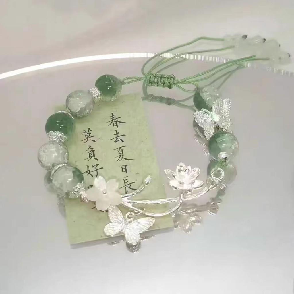 Exquisite New Chinese Style Green Beaded Pendant Bracelet For Women With Unique Design