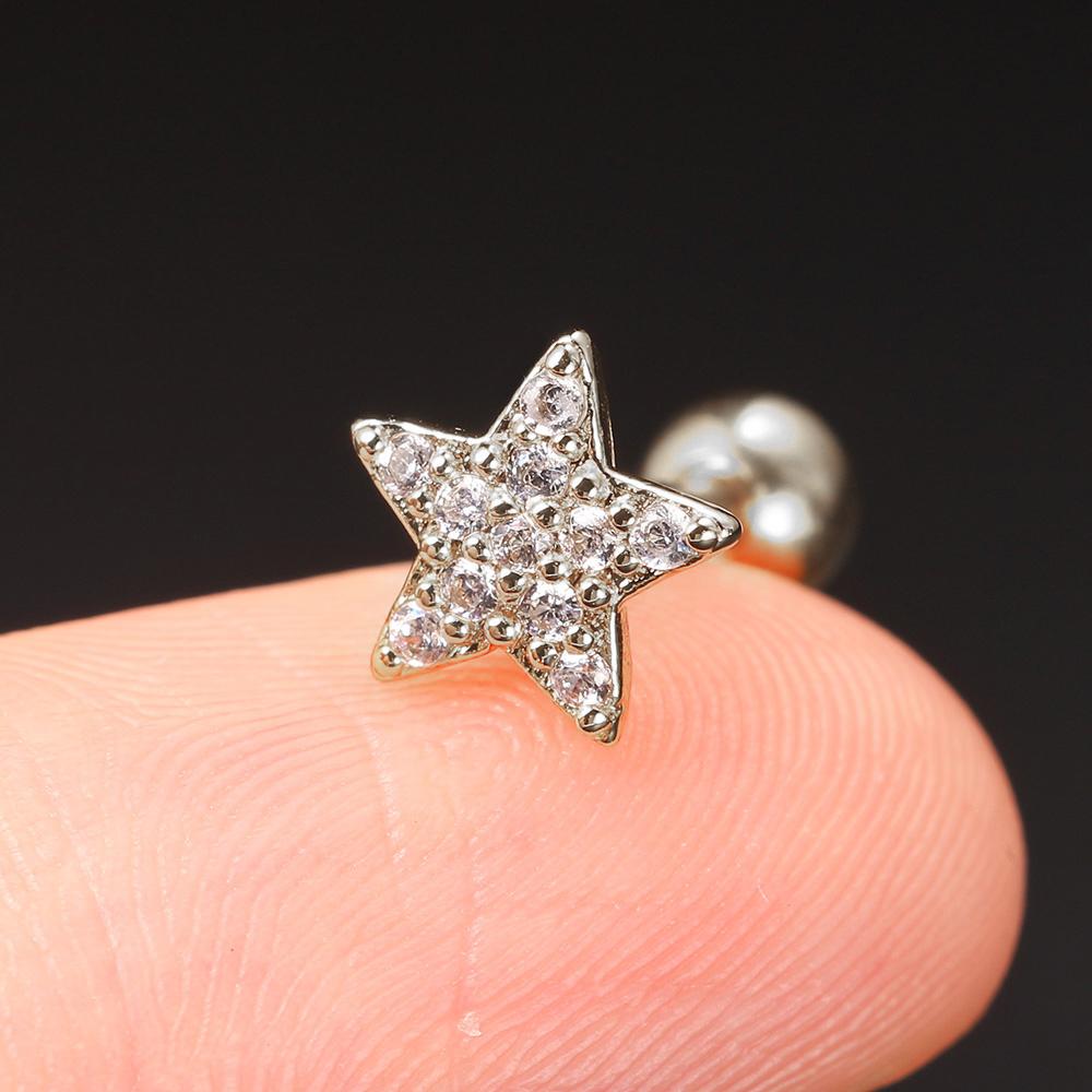 1pc Helix Piercing Earrings for Women Zircon Small Star Cartilage Tragus Piercing Ear Rings Body Accessories Jewelry Gift CC021