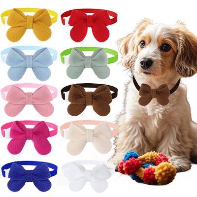 New Plush Bow Pet Collar Dog Decorative Bow Tie Adjustable Webbing Cat Neck Ring