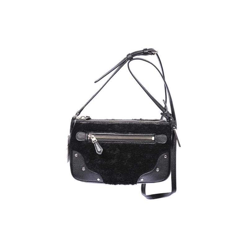 

COACH Rhyder 22 zipper closure pebbled leather and plush shearling shoulder crossbody bag small women s black чорний