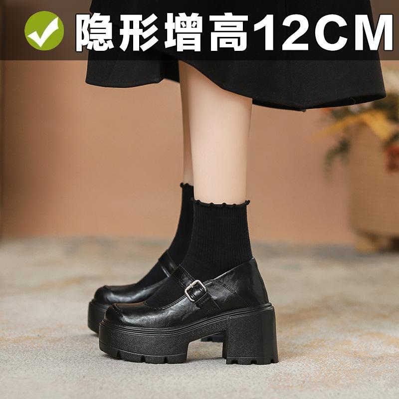 

Белые туфли Мэри Джейн с круглым носком, милые, маленькие кожаные туфли, новые, в стиле ретро, с внутренней платформой, на толстой подошве, одинарные туфли для ношения с юбкой 39