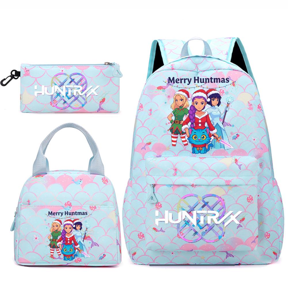3Pcs/set Kpop Printed Backpack Handbag Pencil Case for Teenger Student Girl Boy Schoolbag Kid Bookbag Large Capacity Travel Bag Christmas Gift
