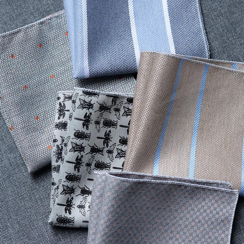Men's British Pattern Pocket Square - Suit Wedding Banquet Accessory, Polyester Cotton Handkerchief.