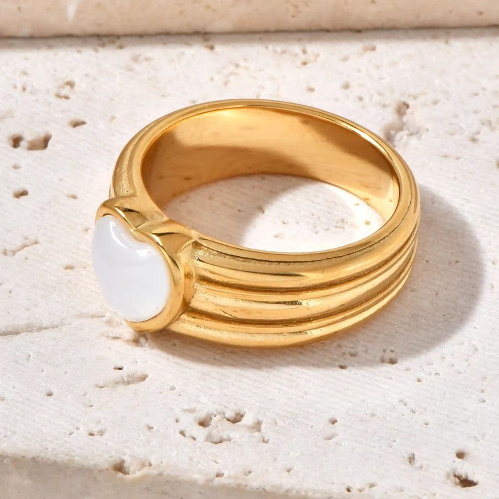 Heart-Shaped Heart Ring Elegant Shell Ring Trendy Finger Ring  Girls