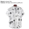 Beach Shirt Graffiti Print Short Sleeve Men Single-breasted Lapel Hawaiian Shirt Beachwear