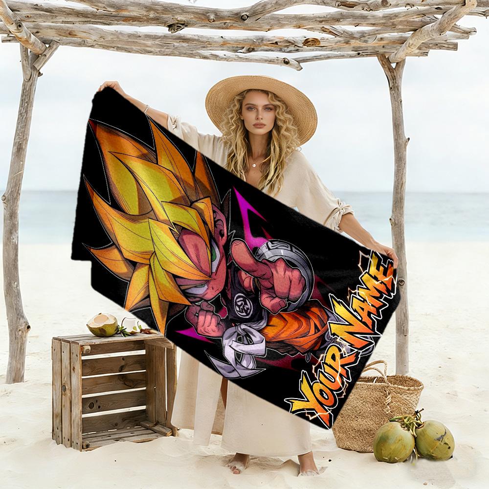 Naruto Character Personalized Name Beach Towel Super Soft Microfiber Quickdry Fabric Suitable for Swimming Gym Camping Yoga Vacation
