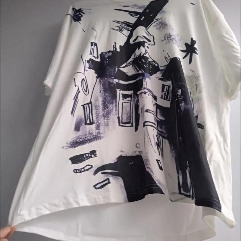 Vintage Gothic Harajuku Graffiti T-shirt Women Streetwear Short Sleeve Korean Style Oversized Graphic Tees Summer