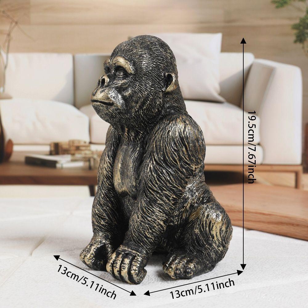 Black Gold Gorilla King Kong Statue Resin Crafts Antique Gorilla Desk Ornament Handmade Animal Figurine Living Room Bedroom
