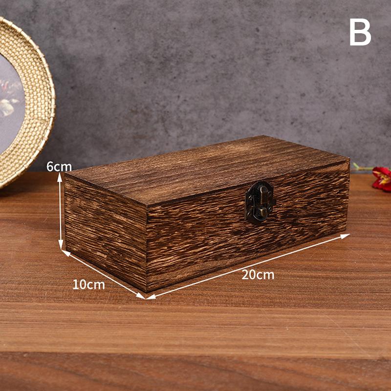 

Прямоугольная коробка для хранения из натурального дерева с крышкой, органайзер для винтажных открыток, шкатулка для украшений ручной работы из дерева
