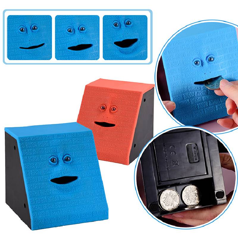 Face Piggy Bank Sensing Money Eating Monkey Mouth Can Move Gifts Childrens