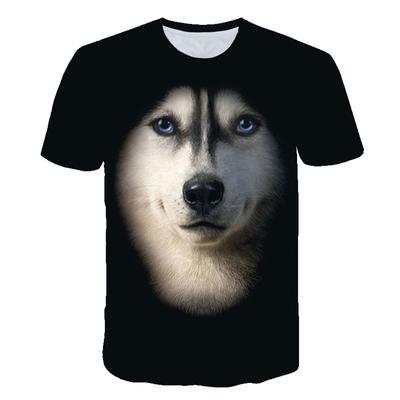 Men's Short Sleeved T-shirt with Animal Print Round Neck Casual Sports Men's Pullover Top T-shirt