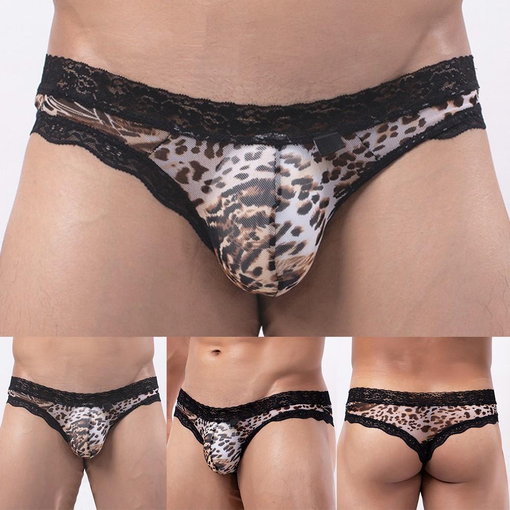 Comfortable Mens Underwear Hollow Out Leopard Low Rise