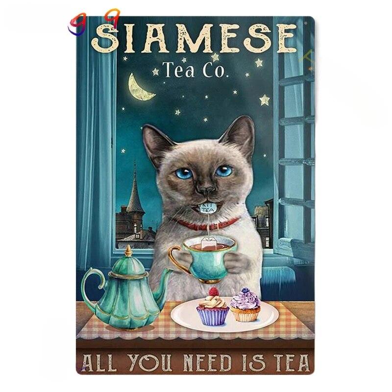 

Кот Кофе в день Держите сварливого подальше Забавные винтажные жестяные поющие металлические знаки Ретро Настенный декор Мужская пещера Открытый фермерский дом Гараж 20x30cm 12x8 Inches