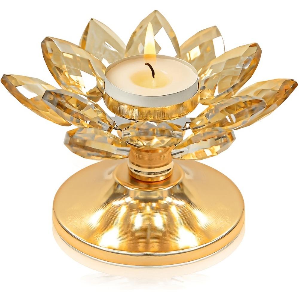 Rutschfester Lotus-Kerzenhalter Metallbasis Klarer Blumenkerzenständer Heimdekoration