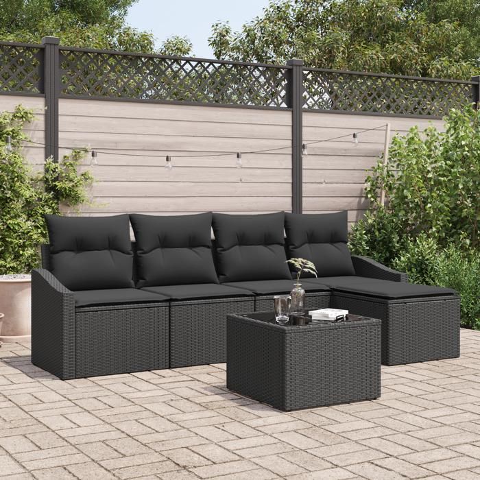 VidaXL Ensemble de salle à manger de jardin de 6 pièces avec coussins Beige en poly rotin 3355362