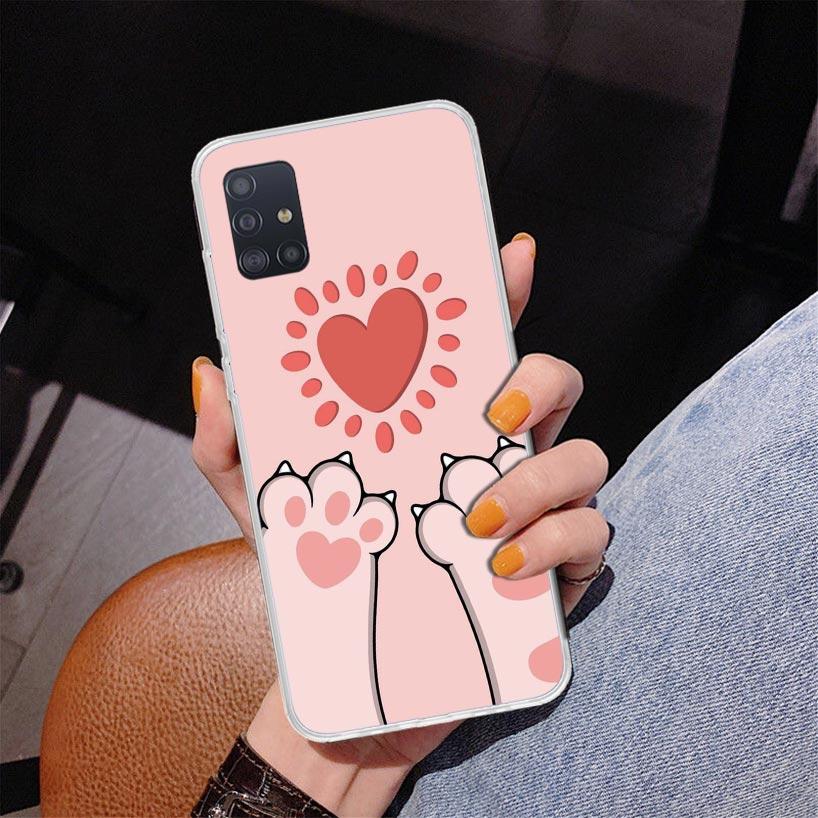 Cat Footprint Funny Paw Cute Phone Case For Samsung Galaxy A52 A32 A22 A12 A51 A31 A50S A30S A20S A10S Note 20 Ultra 10 Plus S10
